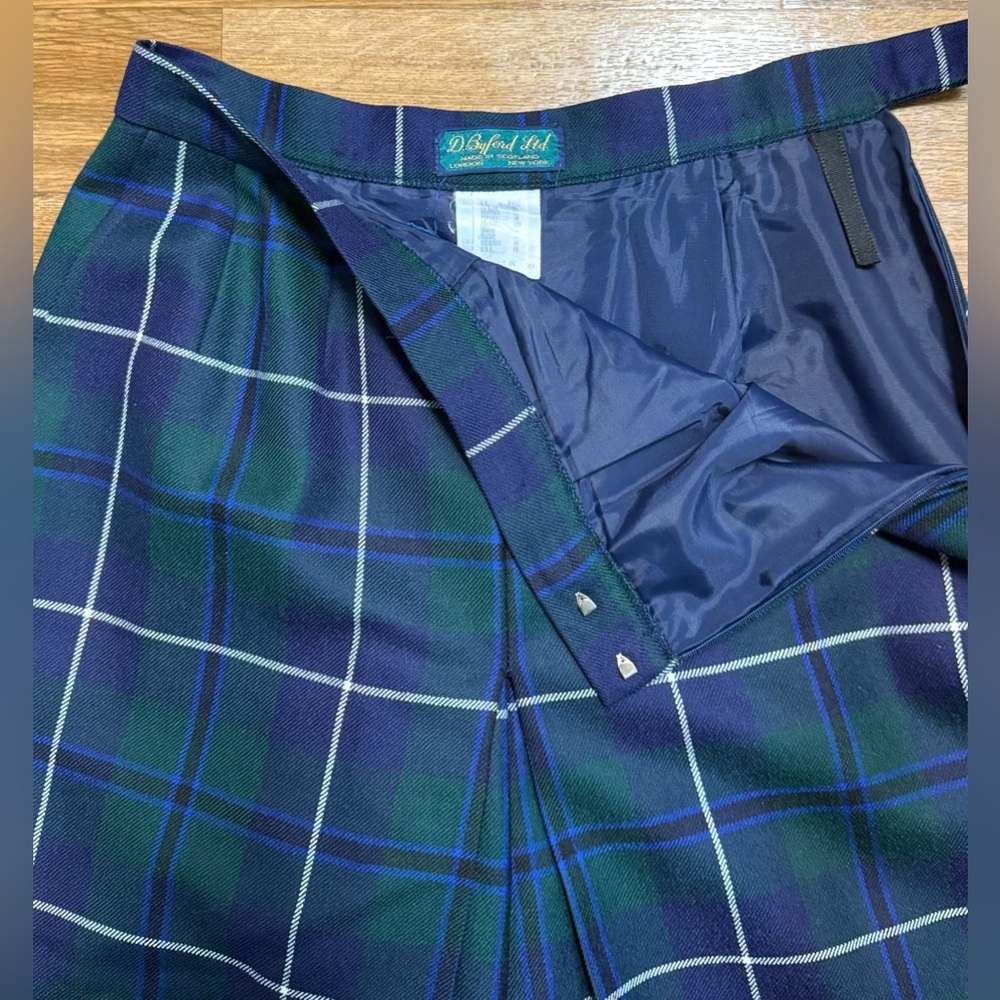 D. Byford tartan plaid Scottish wool culottes skirt pants side zip size 28 waist - Picture 7 of 10